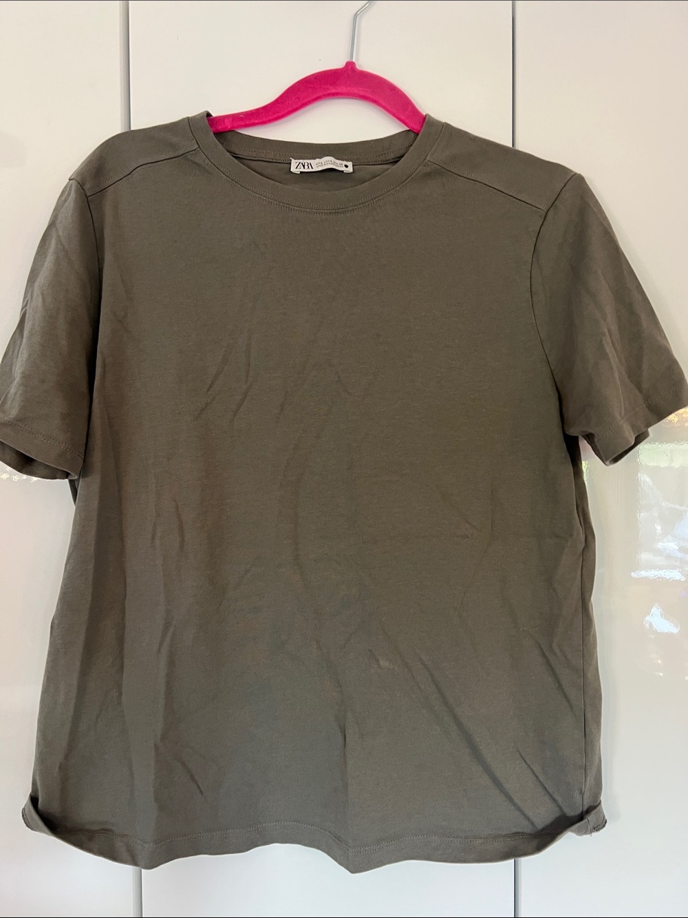 Zara Olive Green Short Sleeve Crew T-Shirt